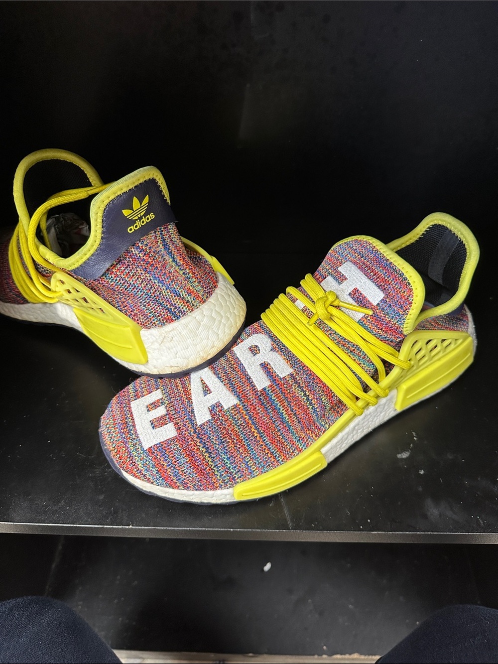 adidas Kids Multicolor Knit Sneakers with Yellow Accents